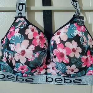 NWT 1X Bebe Logo Sports Bra - Gentle Lift - Floral